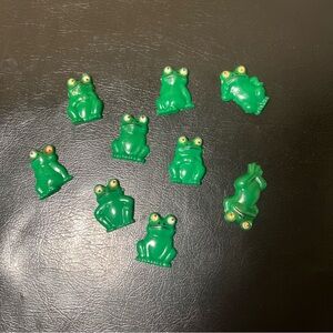 Vintage Retro Frog Magnets Google Eyes Set Of 9 Green